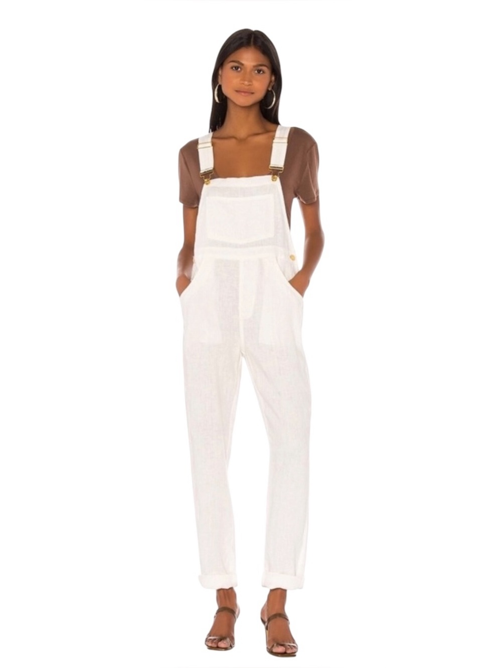 WEWOREWHAT Basic Linen Overalls White XS